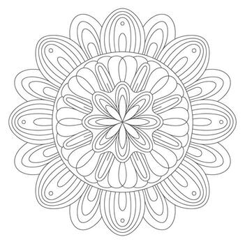 Grey Scale Mandala Intricate Circular Pattern Design Coloring Book Page vector