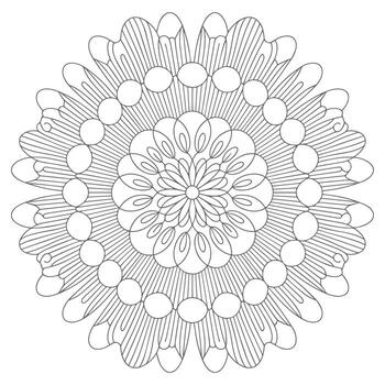 Grey Scale Mandala Design Circular Pattern Coloring Page vector