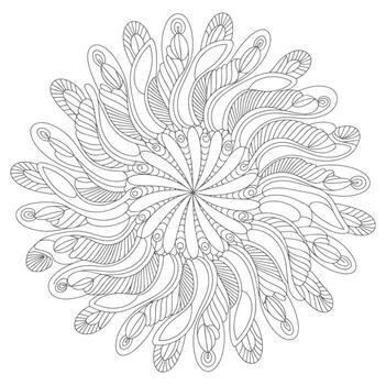 Grey Scale Mandala Intricate Line Art Design Circular Pattern vector
