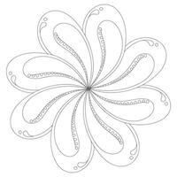Gray Line Art Floral Design Eight Petals Mandala vector