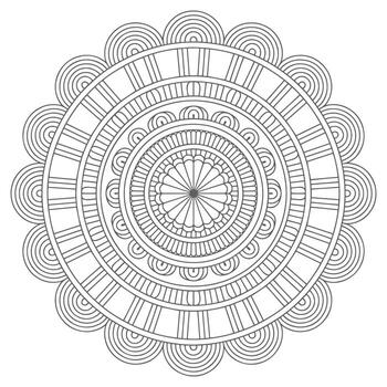 Grey Scale Mandala Circular Pattern Design Concentric Circles Ornament vector