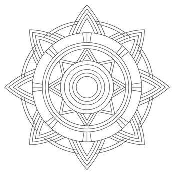 geométrico estrella mandala con concéntrico círculos y puntiagudo rayos simetría vector