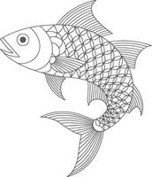 Stylized fish with geometric patterns and fins scales vector