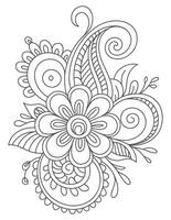Intricate floral paisley design with swirling patterns and petal details vector