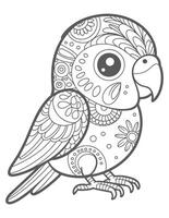 Ornate parrot with intricate patterns and large eye bird vector