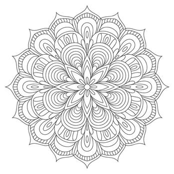 Intricate floral mandala design with repeating petal patterns symmetrical geometric vector