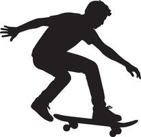 Silhouette of a person skateboarding action vector