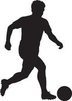 Silhouette of a soccer player kicking a ball football vector