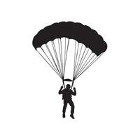 Parachutist silhouette, Skydiver silhouette vector