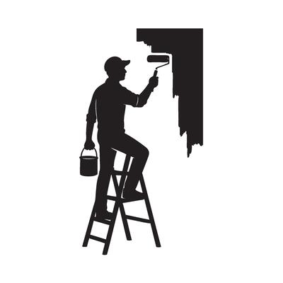 silhouette man painting the wall