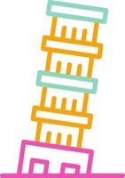 Leaning Tower Of Pisa Icon Design Symbol Line Multicolors vector