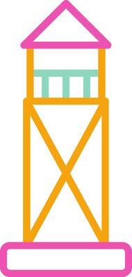 Watchtower Icon Design Symbol Line Multicolors