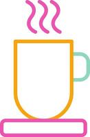 A cup of coffee with a pink and yellow background vector