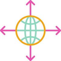 An arrow pointing to the earth and a globe vector
