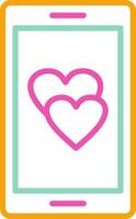 A tablet with two hearts on it vector