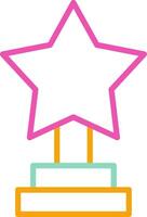 A star on a pedestal with a pink and blue border vector