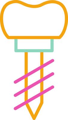 Dental Implant Icon Minimalist Symbol Line Multicolor