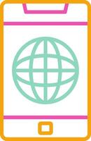 Online Banking Icon Minimalist Symbol Line Multicolor vector