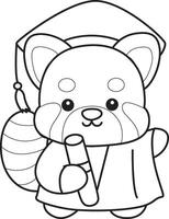 Outline of panda was graduation. Coloring pages of red panda. vector