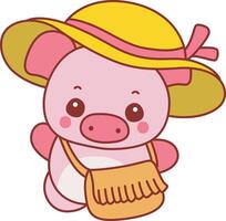 Pig with holiday costume. Funny pig in activities elements. vector