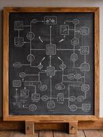 Communication Diagram Drawn in Chalk on Classroom Blackboard During a Discussion on Effective Messaging Techniques photo