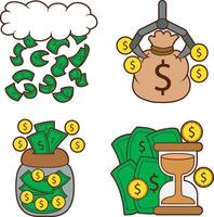 Money in the jar and like a raining. money and finance collection. vector