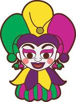 Clown of mardi grass. Colorful of carnival celebration in French. vector