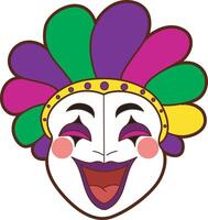 Mardi grass mask is laughing. Colorful of carnival celebration in French. vector
