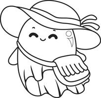 Outline of ghost want to travelling. coloring book, coloring pages, outline, lineart, vector