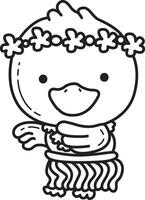 Outline of duck dance. Coloring pages of Funny baby Duck animal series. vector