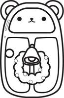 Coloring pages of Illustration of cute bear winter icon. Outline of door in the house. vector