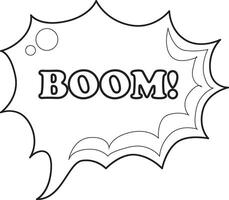 The bubble text with boom text inside. COloring pages of bubble text illustrations. vector