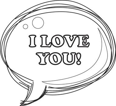 COloring pages of bubble text illustrations. Bubble text with I love you text inside. vector
