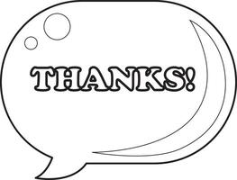 Bubble text with thanks text inside. COloring pages of bubble text illustrations. vector