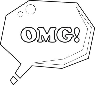 Bubble text with OMG text inside. COloring pages of bubble text illustrations. vector