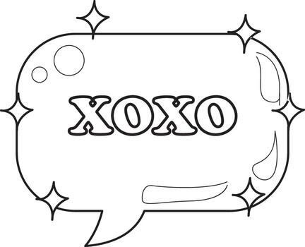 Bubble text with xoxo text inside. COloring pages of bubble text illustrations. vector