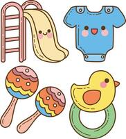 Group of sliding and maracas items. Cute baby stuff . vector
