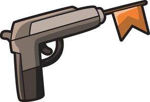Yellow flag appear from the pistol. April fool's day content. vector