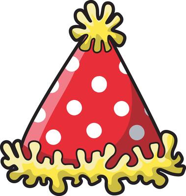 Red party hat with white polkadot. April fool's day content.
