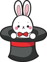 Bunny appear from big hat. April fool's day content. vector
