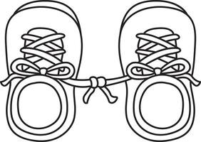Outline of shoes with tied rope. Outline of April Fool's day content. vector