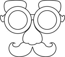 Outline of eyeglasses and moustache mask. Outline of April Fool's day content. vector