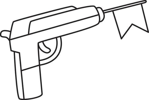 Outline of flag appear from the gun. Outline of April Fool's day content.