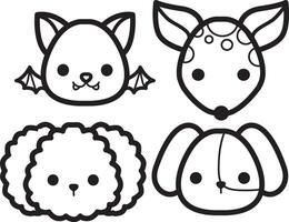 Outline of doggy group. Coloring pages of cute animals. vector