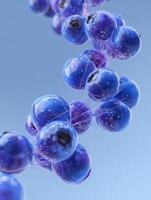 Floating 3D Blueberries Create a Helix Shape With a Futuristic Vibe in a Surreal Blue Background Design photo