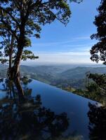 Infinity Pool Overlooking Lush Mountain Landscape A Serene View. photo