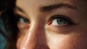 Captivating Eye Contact in Bright Backlight Highlighting Facial Features and Expression During Golden Hour photo