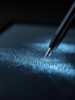 Digital Pen Creating Intricate Patterns on a Tablet in a Dimly Lit Space During a Creative Session photo
