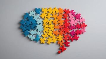 Puzzle Pieces Creating a Speech Bubble Symbolizing Teamwork and Collaboration in a Minimal Background Setting photo