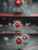 Digital Animation of Virus Multiplication With Red Alert Visualization and Clear Upper Section Depicting Scientific Processes in Action photo